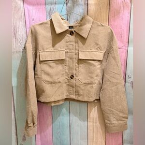 SHEIN Tan Corduroy Utility Jacket